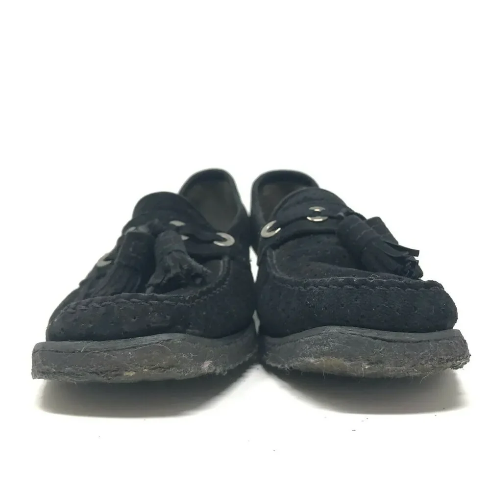 Stuart Weitzman Loafer Women's 9.5‎ Black Suede Crepe Sole Tassel Moc Toe
